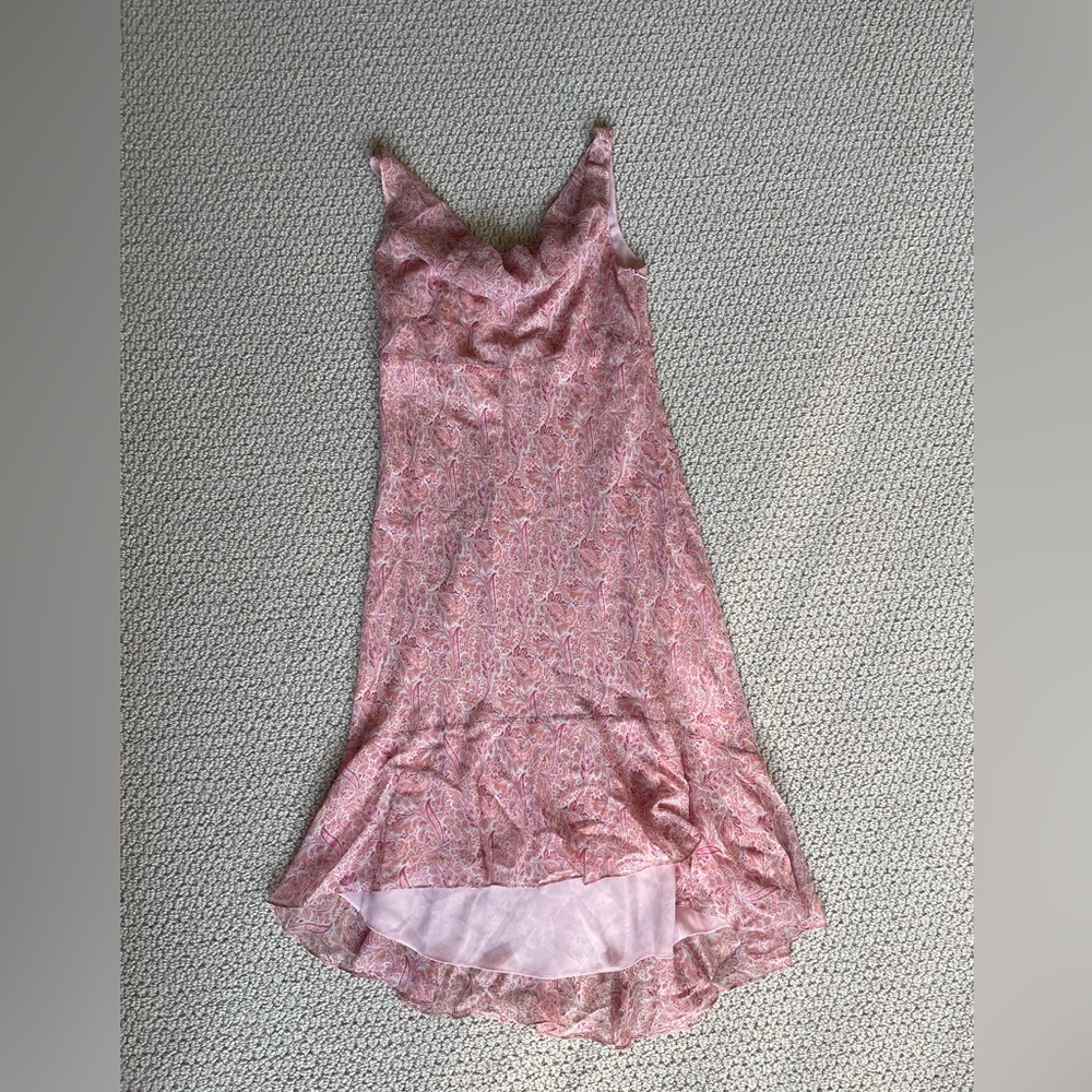 Vintage Ann Taylor Pink Paisley Cowl Neck Midi Dress